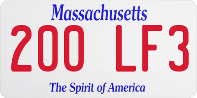 MA license plate 200LF3