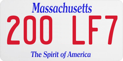 MA license plate 200LF7