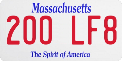 MA license plate 200LF8