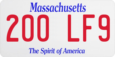 MA license plate 200LF9