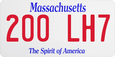 MA license plate 200LH7