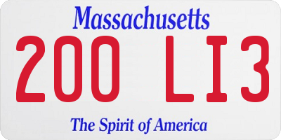 MA license plate 200LI3