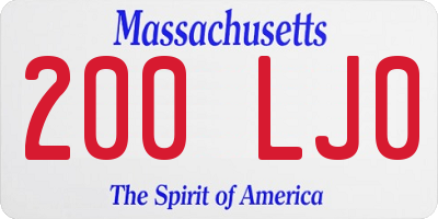 MA license plate 200LJ0