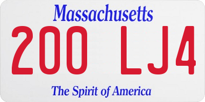 MA license plate 200LJ4
