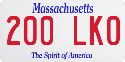 MA license plate 200LK0