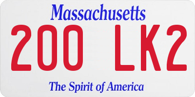 MA license plate 200LK2