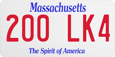 MA license plate 200LK4