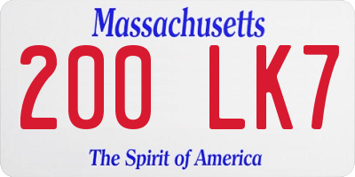 MA license plate 200LK7