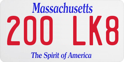 MA license plate 200LK8