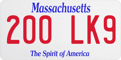 MA license plate 200LK9