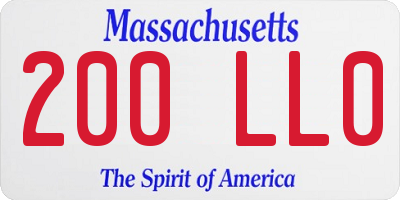 MA license plate 200LL0