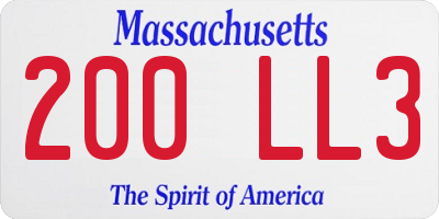 MA license plate 200LL3