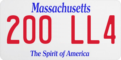 MA license plate 200LL4
