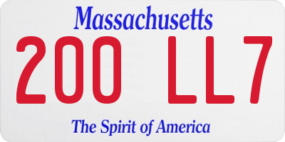 MA license plate 200LL7