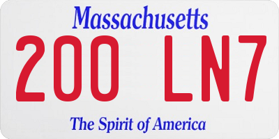MA license plate 200LN7