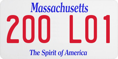 MA license plate 200LO1