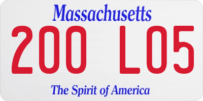 MA license plate 200LO5