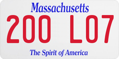 MA license plate 200LO7