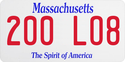 MA license plate 200LO8