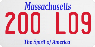 MA license plate 200LO9