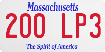 MA license plate 200LP3