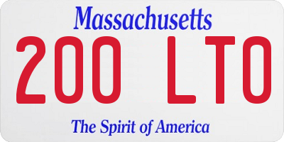 MA license plate 200LT0