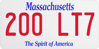 MA license plate 200LT7