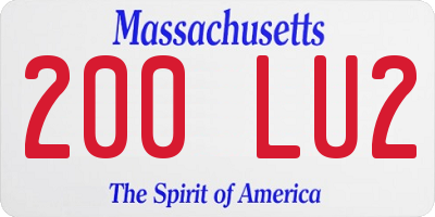 MA license plate 200LU2
