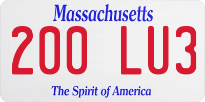 MA license plate 200LU3