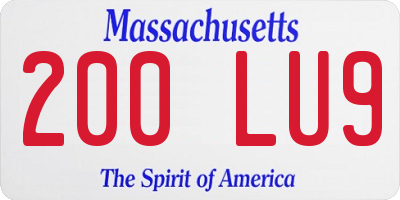 MA license plate 200LU9