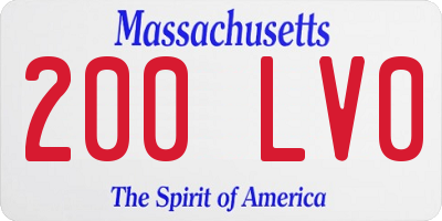 MA license plate 200LV0