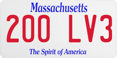 MA license plate 200LV3