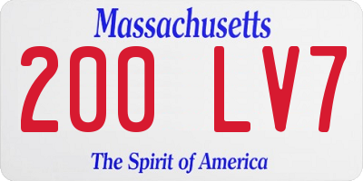 MA license plate 200LV7