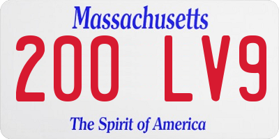 MA license plate 200LV9
