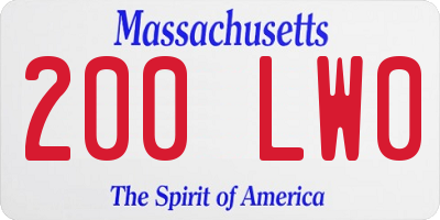 MA license plate 200LW0