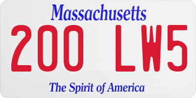 MA license plate 200LW5