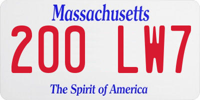 MA license plate 200LW7