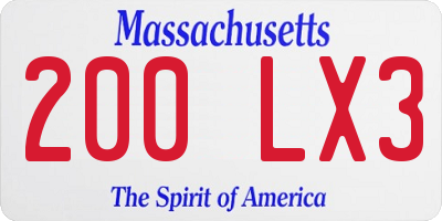 MA license plate 200LX3