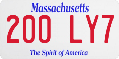 MA license plate 200LY7