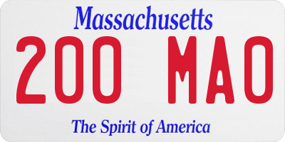 MA license plate 200MA0