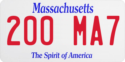 MA license plate 200MA7