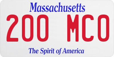 MA license plate 200MC0