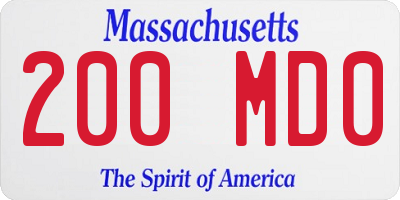 MA license plate 200MD0