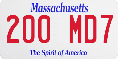 MA license plate 200MD7