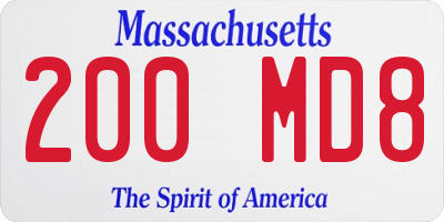 MA license plate 200MD8