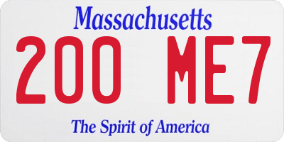 MA license plate 200ME7