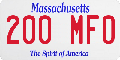 MA license plate 200MF0