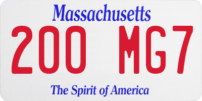 MA license plate 200MG7