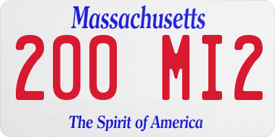 MA license plate 200MI2