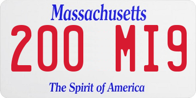 MA license plate 200MI9